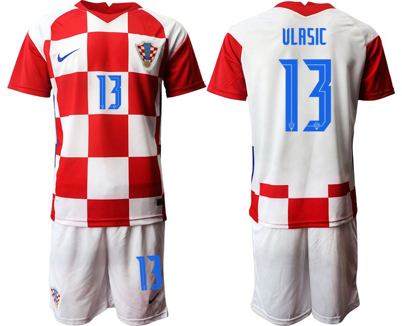 Men 2020-2021 European Cup Croatia home red #13 Nike Soccer Jersey